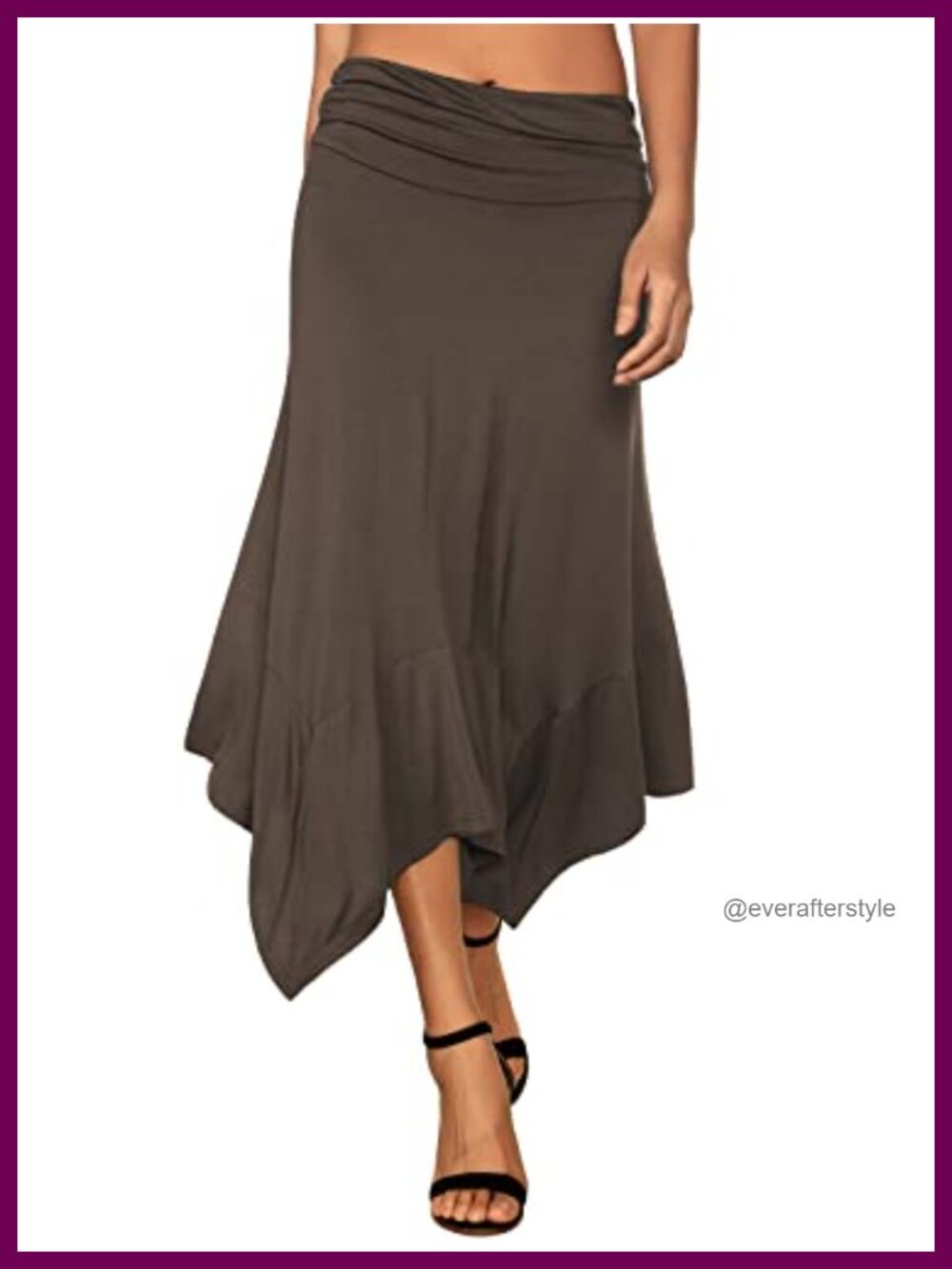 Women's Flowy Handkerchief Hem Midi Maxi Skirt Elastic Waist